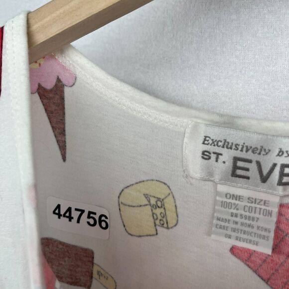 ST. EVE Nightgown One Size Cow Barn Cheese Farm Pajama Shirtdress Cotton White - Picture 11 of 11